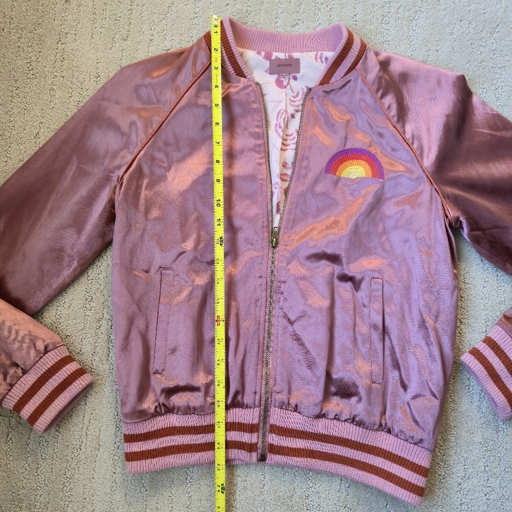 Mother Sunshine City Letterman Jacket Bomber S Rainbow Rare Satin Varsity Retro - Picture 7 of 17